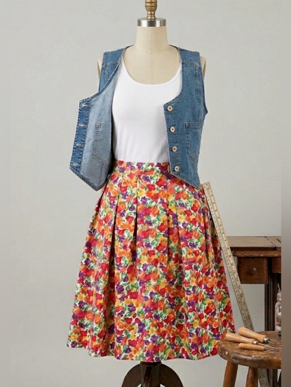 Talbots Colorful Floral A-Line Skirt